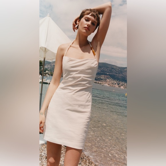 ZARA beaded mini dress in cream - Picture 5 of 8